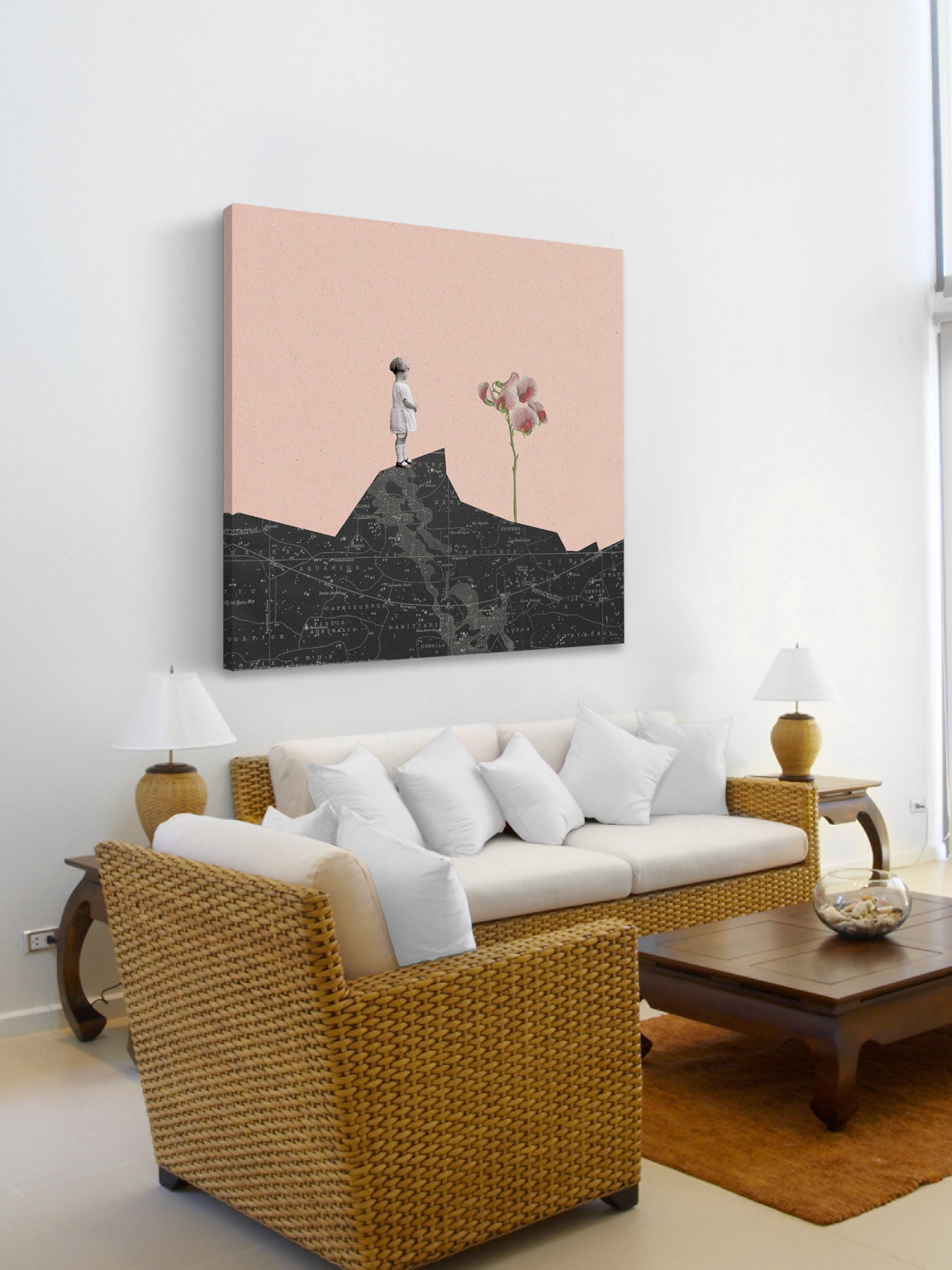 "Nina Mira Flor Rosa" Painting Print on Wrapped Canvas