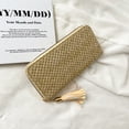 thumbnail image 2 of Cartera con tarjetero para mujer, bolso de mano de paja tejido con borlas, monedero femenino (caqui) Ndcxsfigh Para Estrenar, 2 of 8