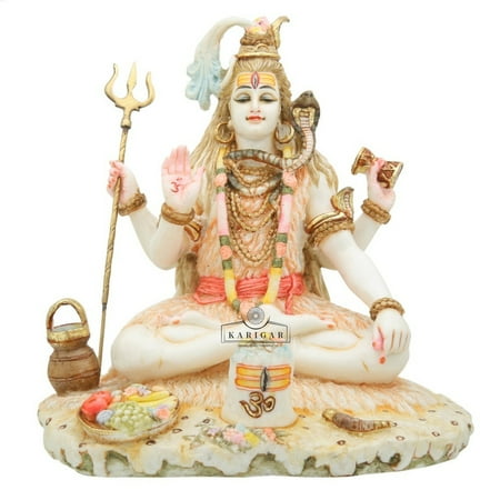Shiva Statue 9 inches Mahadev Idol Shankar Sculpture Bholenath Hindu Religious God Deity Shiv Murti Marble Hindu god yoga meditation Large Lord Shiva idol figurine Home Temple Pooja Housewarming Gifts