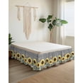 thumbnail image 2 of American Pastoral Style Bed Skirt Queen Size 18" Drop Sunflower Black White Plaid Ruffled Wrap Around Bed Skirts Adjustable Elastic Bedskirt Dust Ruffle for Queen Size Bed, 2 of 7