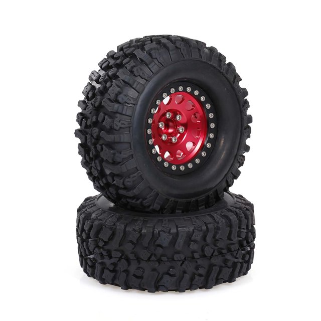 2PCS High Grip 2.2 Inch RC Rubber Tire Alloy Beadlock Rims Wheel Upgrade Parts for Traxxas Hsp Redcat Tamiya Axial scx10 D90 Hpi RC Crawler