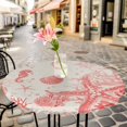 thumbnail image 6 of Coastal Red Round Tablecloth for 55-60 Inch Tables,Fitted Table Cover with Elastic Edge,Nautical Coral Seahorse Starfish Shell Waterproof Outdoor Table Cloth Protector for Patio Garden Dinner Picnic, 6 of 9