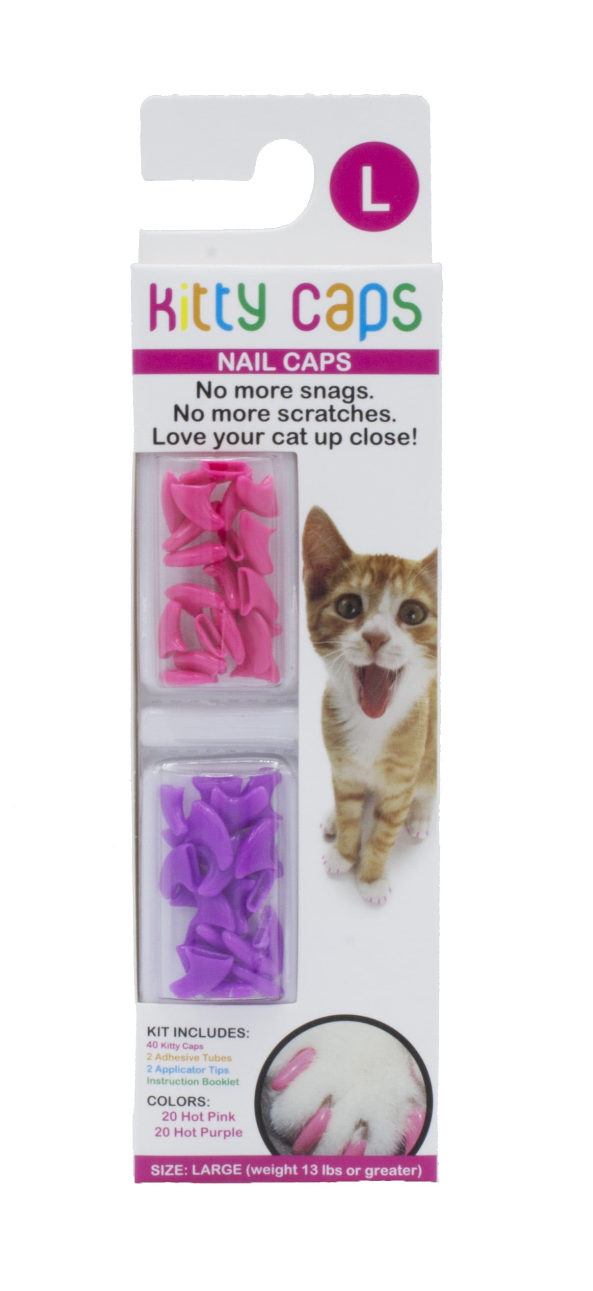 Kitty Caps Nail Caps Claw Covers for Cats , Large (13 lbs or greater