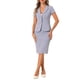 thumbnail image 2 of Conjunto de traje de negocios de 2 piezas para mujer INSPIRE CHIC, chaqueta de blazer de manga corta y falda lápiz L color púrpura claro, 2 of 6