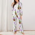 thumbnail image 2 of Pajamas for Women Sets, Cactus blooming purple Lounge Sets Long Sleeve Button Down Night Shirts Sleepwear Pjs, 2 of 6