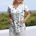 thumbnail image 6 of COMVALUE Womens Hawaiian Printed Stretchy Nursing Scrubs Plus Size Soft Easy Care Workwear Holiday Medical Uniform Scrub Tops (XL, White), 6 of 8