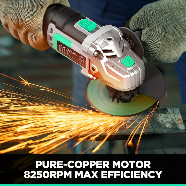 Cordless Angle Grinder with 18V 4.0Ah Li-Ion Battery &  Charger,4-1/2-Inch,Brushless Motor,2-Position Handle,Battery Powered  Grinder Tool Set for Metal