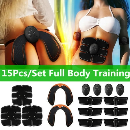 15PCS/Set Perfect Full Body Building, EMS ABS Stimulator Trainer Hip Butt Lifter Buttocks Enhancer, Abdominal Muscle Training Workout Slimming Sexy Body Shaper Fitness (Best Ems Machine For Muscle Growth)