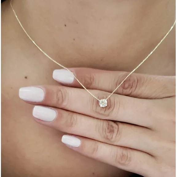 2Ct Round Cut Lab Created Diamond Women's Pretty Pendant Necklace 14k Yellow Gold Plated