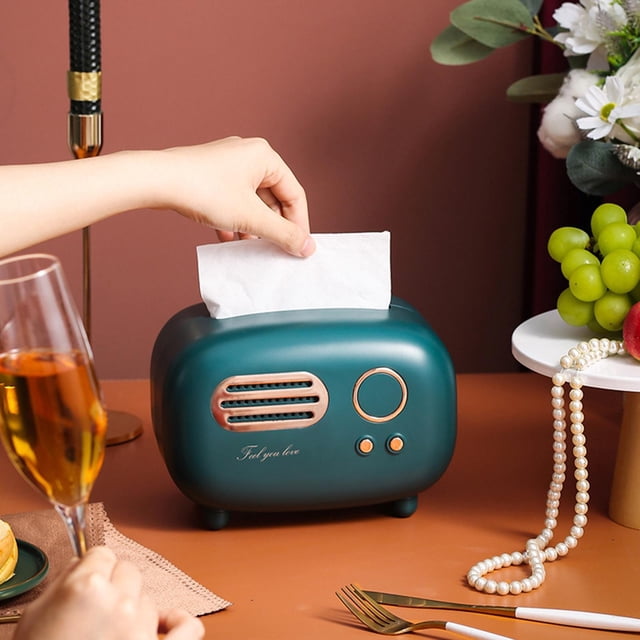 Caja de Pañuelos de Radio, Dispensador de Papel Extraíble, Caja de Almacenamiento de Servilletas, Servilletero para Gabinete de Vino, Cafetería, , verde shamjiam Estuche de tejido