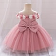 thumbnail image 5 of NAISIBABY Little Girls Princess Dress, Off the Shoulder Tutu Mesh Floral Embroidered Pageant Birthday Wedding Party Dress Pink 2T, 5 of 9