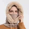 thumbnail image 5 of iHPH7 Ski Mask Hat Scarf Hat and Scarf Set Windproof Scarf Hats Hat with Scarf Attached Winter Accessories Winter Hat Beige One Size, 5 of 5