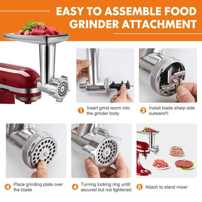 Metal Meat Grinders Attachments for All Kitchenaid Stand Mixers, Electric  Food Processor Veggies Shredder Kitchen Aid Mixer Accessories with 2  Sausage