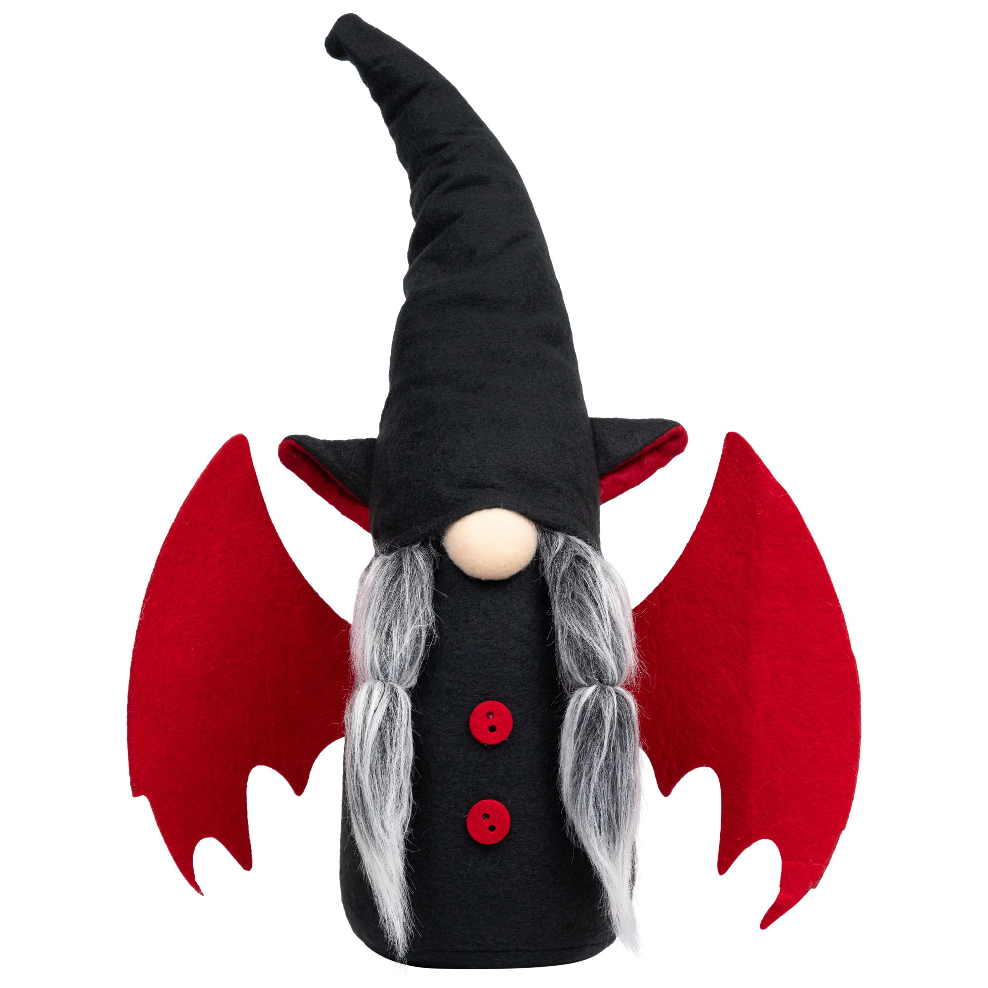 18" Black and Red Halloween Gnome with Bat Wings - Female