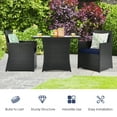 thumbnail image 4 of Gymax 3PCS Patio Wicker Bistro Set PE Rattan Dining Table Set w/ Navy Cushions, 4 of 10