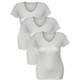 thumbnail image 2 of Essential Basic Women's Short Sleeve T Shirt V Neck Tee Value Set (3Pk, 3 White, Large), 2 of 3