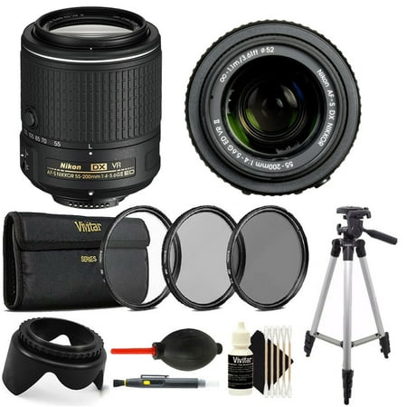 Image of Nikon AF:S DX NIKKOR 55:200mm f/4:5.6G ED VR II Lens Tripod Bundle