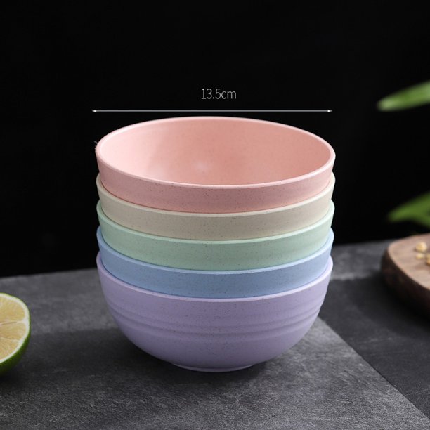 Cuencos de cereales irrompibles – Juego de 5 cuencos ligeros de fibra de paja de trigo – Apto para lavavajillas y microondas – para arroz, cuencos de sopa