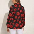thumbnail image 2 of Red Lips Long Sleeve Blouse Woman Streetwear Casual Shirts Summer Oversize Woman Streetwear Clothing Birthday Present, 2 of 7