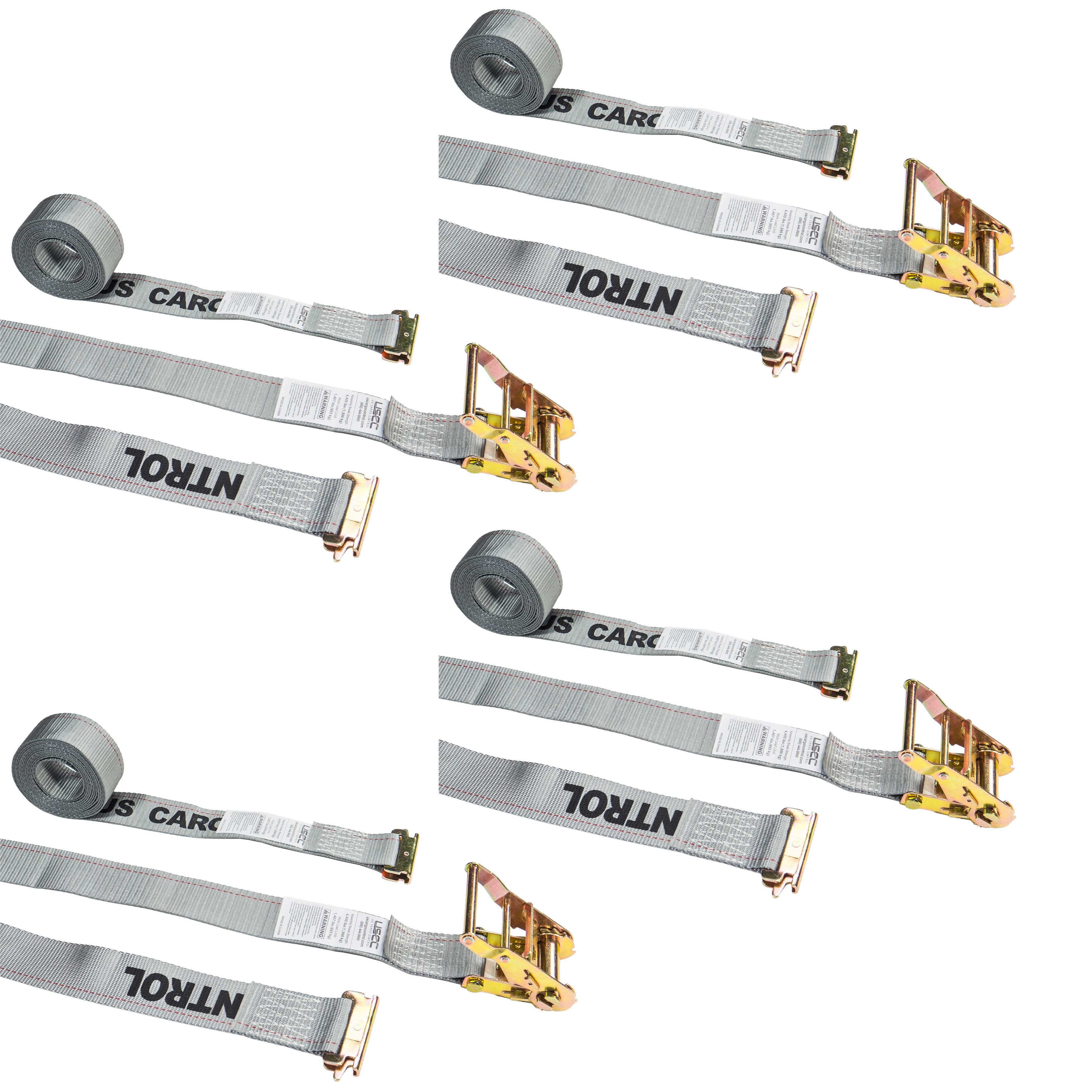 2" x 16' E Track Ratchet Straps Gray4PK