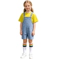 thumbnail image 5 of JIAYUE Boys Girls Outfit Sets Crew Neck Short Sleeve Denim Overalls Shorts With Solid Color Top Toddler Kids Romper Jumpsuit For Graduation Performance Party Classic Children Clothes Suits, 5 of 6