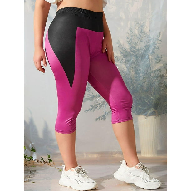 Talla grande ColorBlock Capri Leggings Rosegal Leggings de talla grande