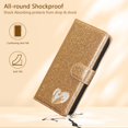 thumbnail image 5 of Feishell for iPhone 7/8/SE 2020/SE 2022 Glitter Wallet Case, for Women Girls, Sparkling PU Leather with Cute Loving Heart Diamond Magnetic Flip Kickstand RFID Blocking Card Slots Phone Case,Gold, 5 of 5