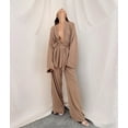 thumbnail image 3 of Pajamas for women Autumn Fashion Chiffon Long Sleeve Nightgown Loose Pants Two-piece French Solid Color Ladies Home Wear Khaki M, 3 of 4