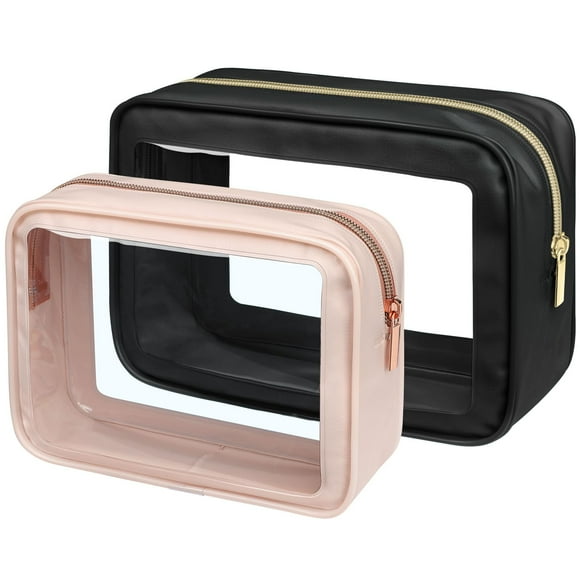 Neceser PACKISM aprobado por la TSA, paquete de 2, transparente, negro/rosa