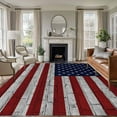 thumbnail image 2 of 5x8Ft Area Rugs American Flag Non-Skid Rubber Backing Large Rectangle Rugs - Living Room Bedroom Home Office, Vintage Brick Wall Star Striped Red Blue Indoor Floor Mat Carpets Washable Rug, 2 of 9