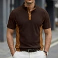 thumbnail image 1 of Ceisia Men's Loose Fit Ribbed Polo Shirt Short Sleeve Stand Collar Color Block Casual Daily Summer Tops Coffee XXL Gifts, 1 of 4