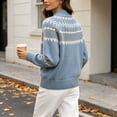 thumbnail image 4 of Women's Fair Isle Sweater Mock Neck Long Sleeve Loose Fit Casual Pullover Top, 4 of 8