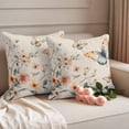 thumbnail image 2 of Butterfly Floral Pillow Covers 2 Pack Watercolor Blue Brown Butterflies Linen Texture Pillowcase Waterproof Outdoor Throw Pillow Cover for Patio Garden Square Cushion 18”x18”, 2 of 9