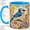 Blue, variant on Blue Jay Floral Sunburst Coffee Mug, Blue Jay Mug, Morning Tea Cup for Home, Crested Bird on Branch with Colorful Flowers and Swirl Vines, Garden Wildlife Art, Backyard Birdwatcher