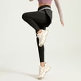 thumbnail image 5 of Huowey Yoga Pants Women Leggings Slim Fit High Waist Solid Color Fitness Joggings With Wide Leg Shorts Casual Breathable Running Sport Lightweight Cozy Trousers,Black,L, 5 of 6