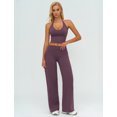 thumbnail image 7 of IBTOM CASTLE Womens Workout Sets 2 Piece Spaghetti Straps Crop Top Straight Leg Yoga Pants Yoga Pilates Outfits Deep Purple, 7 of 7
