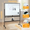 thumbnail image 4 of solautey Double-Sided Mobile Whiteboard, 50 Inches, Magnetic Rolling Dry Erase White Board on Wheels - Wall Planner Dry Erase Board, 4 of 8