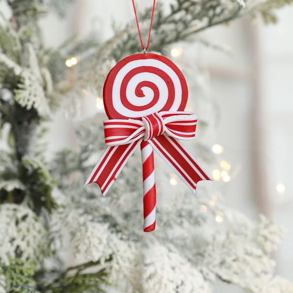 VOTRUDI Christmas Tree Lollipop Candy Decor,Christmas Decoration Supplies Red White And Green Candy Pendants Soft Pottery Imitation Sticks Candy Pendants,Red