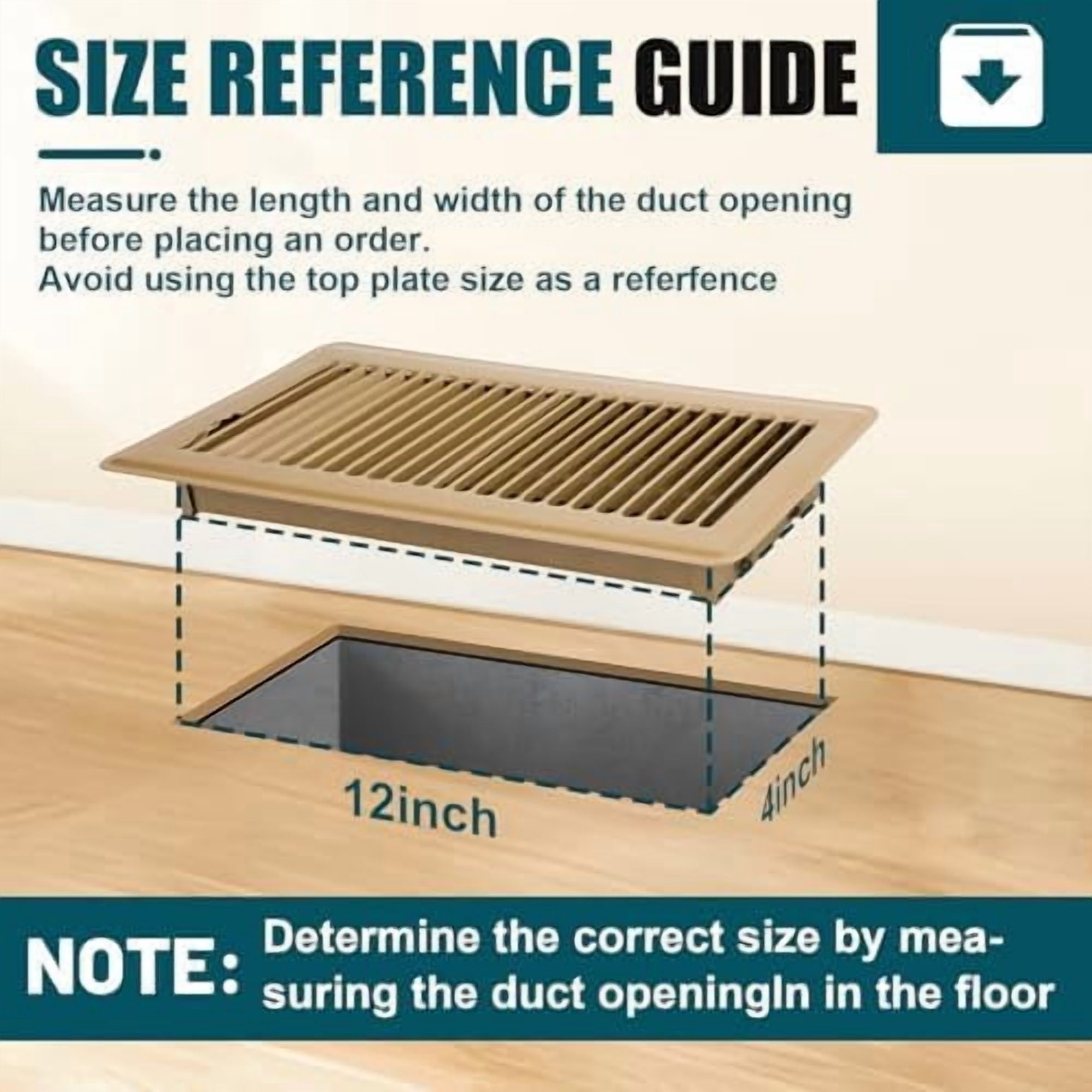 Floor Register 4x12, 4 Pack Floor Vent Covers, Steel Adjustable Air Supply Grille Register Vent Cover Grill for Sidewall and Floor, Vent Covers for Home Floor,Brown
