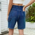 thumbnail image 6 of Vintage Knee Length Baggy Jorts with Pockets Cargo Shorts for Women High Waisted Y2k Streetwear Fashion Blue L, 6 of 9