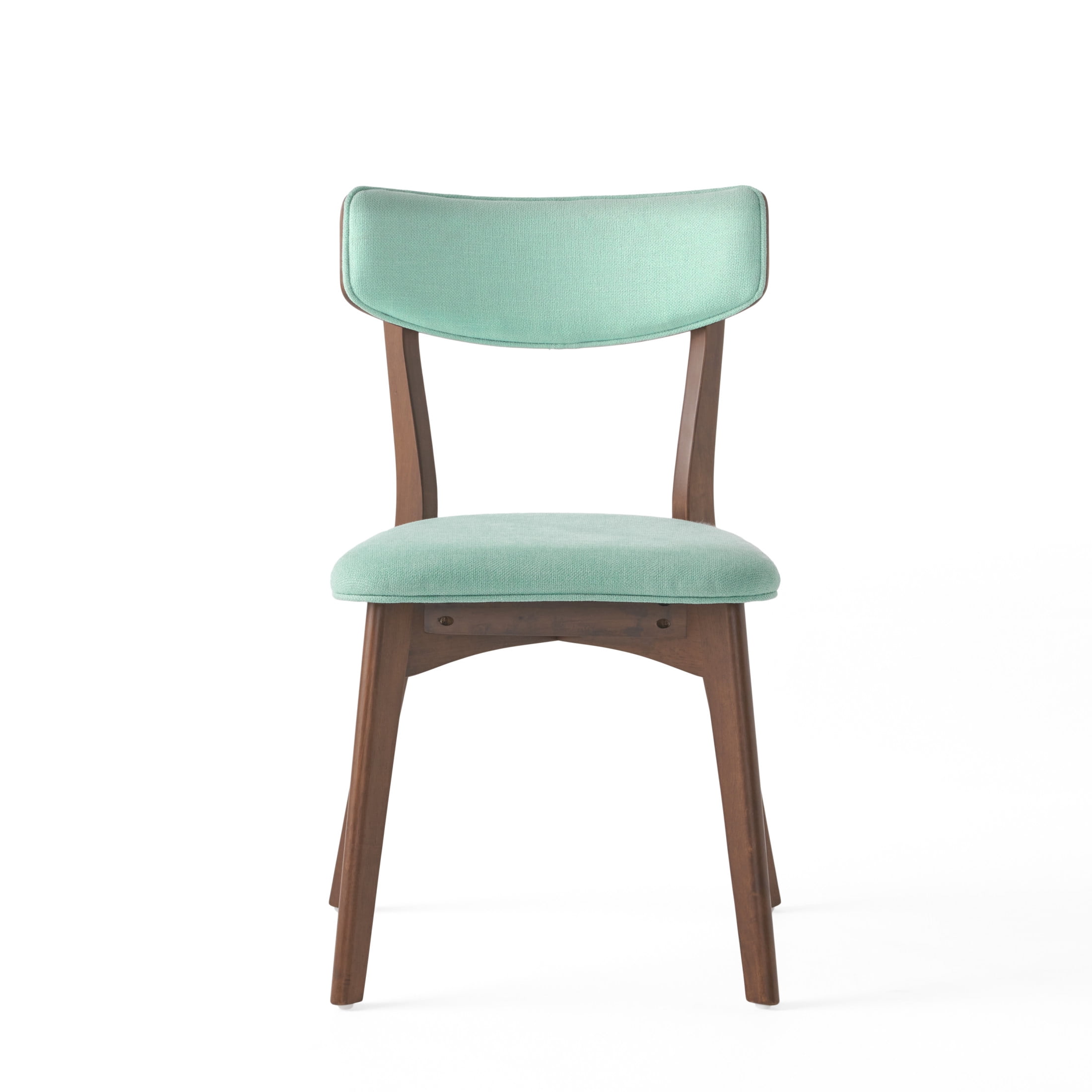 Noble House Sadie Indoor Mid Century Modern Fabric Dining Chairs, Set of 4, Mint+Walnut