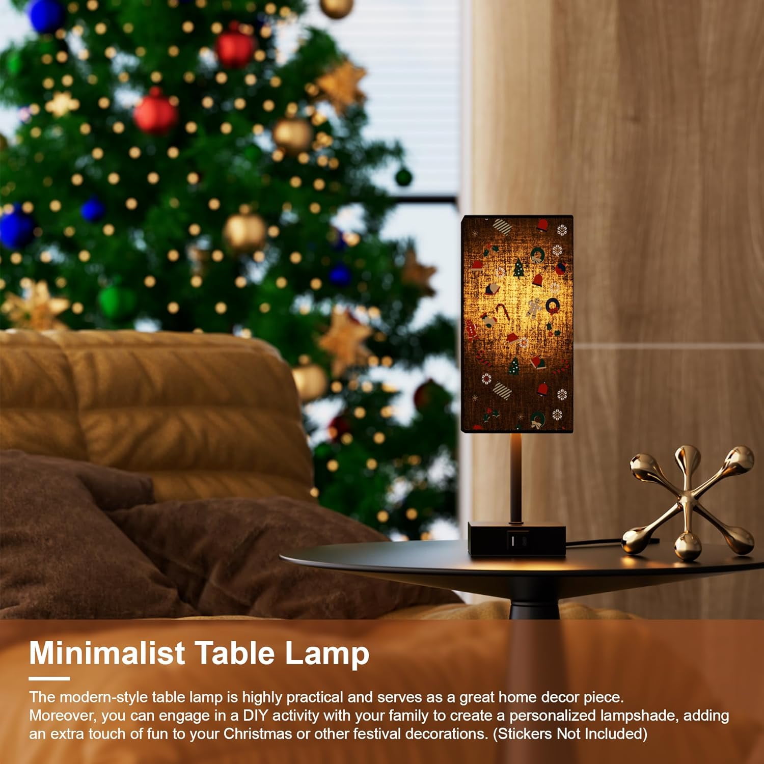 Bedside Table Lamp for Bedroom, 3 Way Dimmable Touch Lamp with USB C+A Charging Ports, Small Nightand Lamps for Bedroom Decor, Living Room, LED Bulbs Included, Upgraded Navy Blue