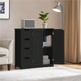 thumbnail image 2 of Yaheetech Wooden Bathroom Floor Cabinet with Adjustable Shelf, Black, 2 of 8
