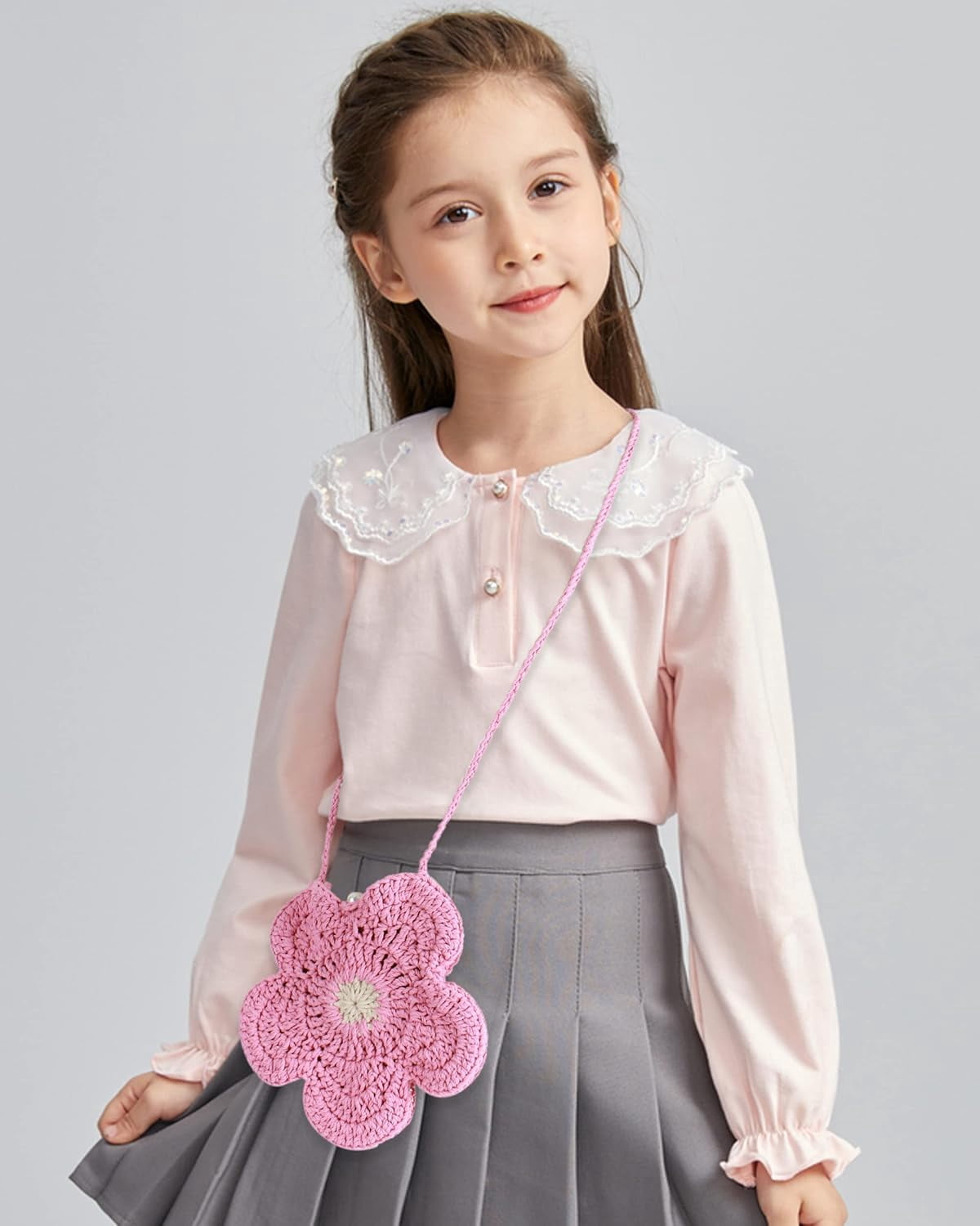 Women Mini Flower Cotton Crochet Crossbody Shoulder Bag Handbag Purse