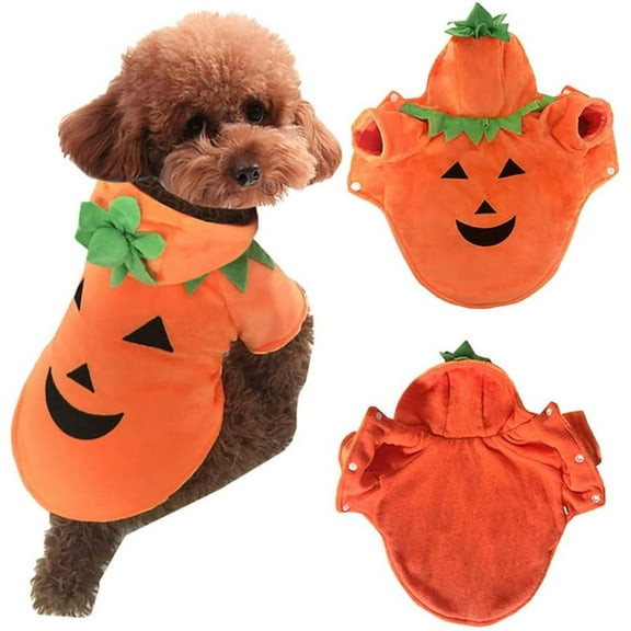 Pet Halloween Costume Pumpkin Face Puppy Hoodie, Dog Pumpkin Costume, Warm Cat Outfits for Halloween Thanksgiving Parties. (XL (Chest Girth: 20.8"; Neck Girt: 14.2"))