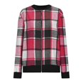 thumbnail image 1 of Chaquetas de Mujer Informales con Cremallera, de Franela A Cuadros, Larga, Holgadas, Ideales para Otoño. Rojo Rosa M, 1 of 7