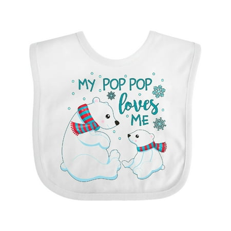 

Inktastic My Pop Pop Loves Me- Cute Polar Bears Gift Baby Boy or Baby Girl Bib