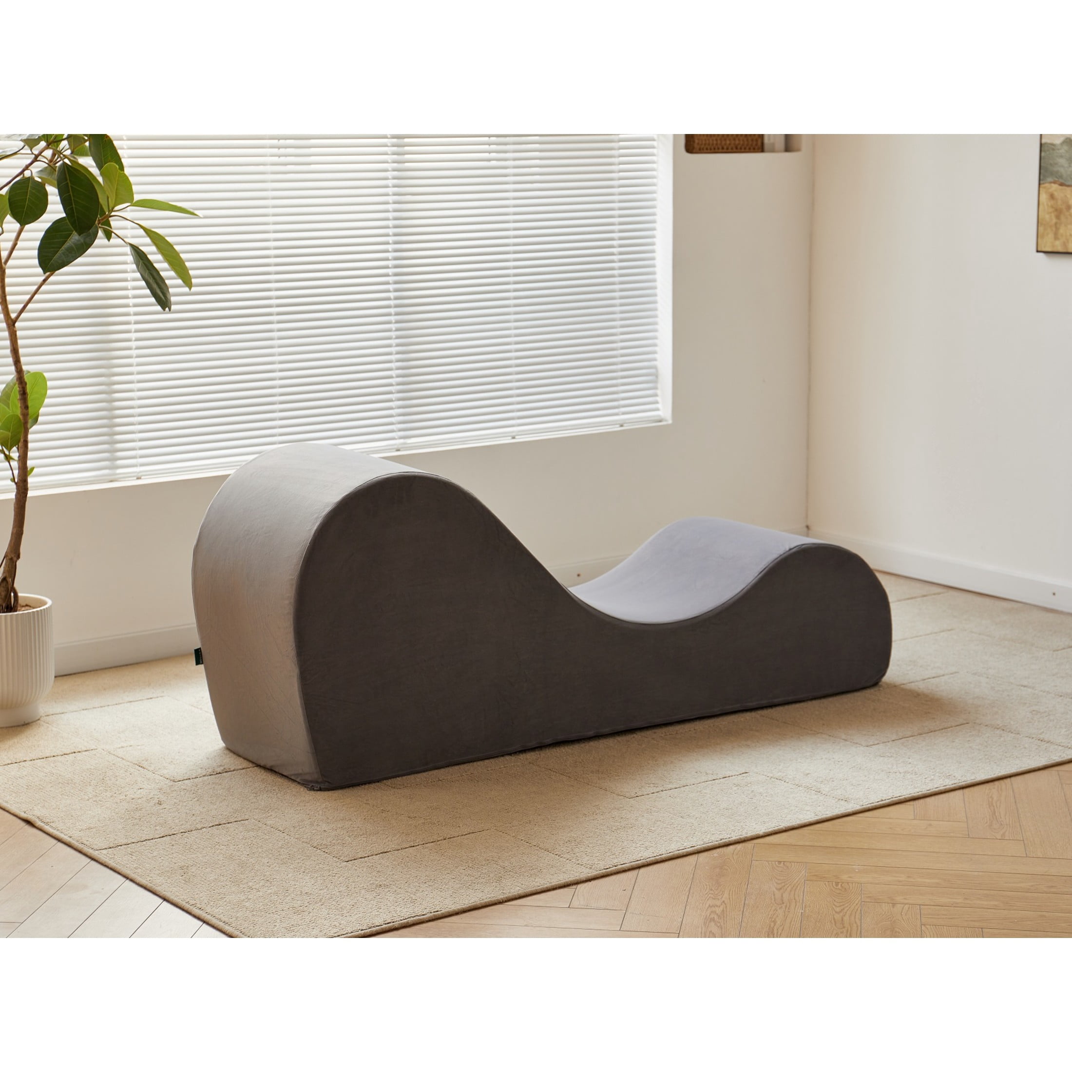 GDF Studio 62.5" Ergonomic Chaise Lounge Chair with High-Density Foam, Machine-Washable Cover, Gray