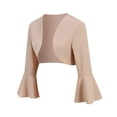 thumbnail image 4 of YUTK Veste Femme, Veste Rétro à Manches Longues Évasée Ajustée en Tricot pour Femme (Beige, P), 4 of 7