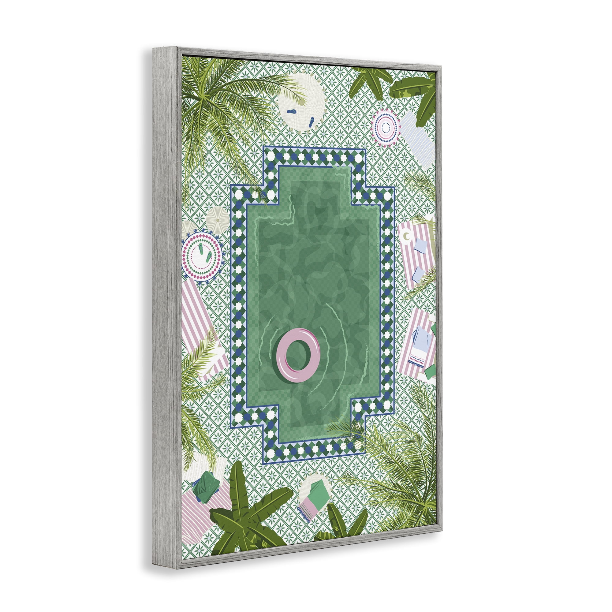Stupell Industries Morocco Riad Pool Gray Framed Giclee Art, design by Vero Illustrates